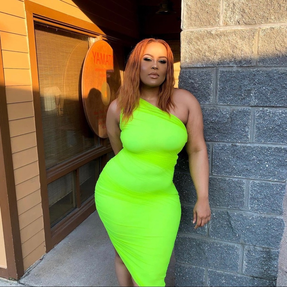 Neon dress from Fashion Nova. Worn Once. (This is me in photo for reference)